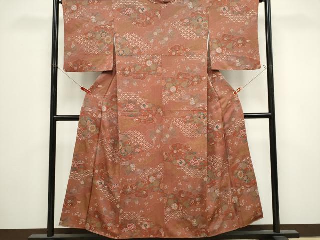 平和屋着物■上質な小紋　雲取り吉祥花文　正絹　逸品　CABK1098ou