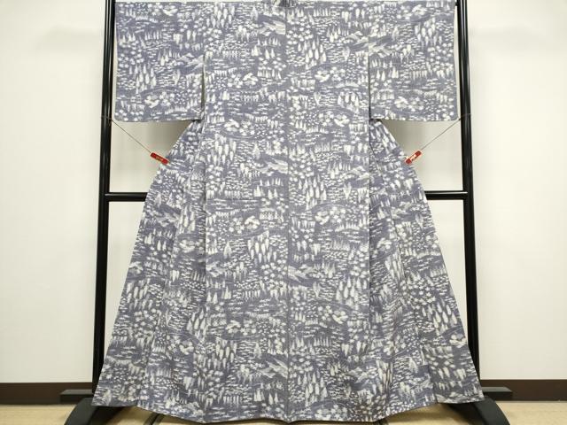平和屋着物■上質な紬　刺繍　風景文　正絹　逸品　CABK1103ou
