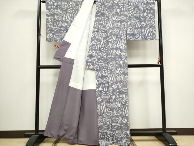 平和屋着物■上質な紬　刺繍　風景文　正絹　逸品　CABK1103ou