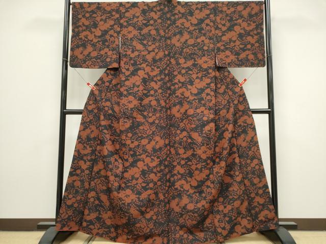 平和屋着物■上質な小紋　辻が花　黒地　正絹　逸品　CABK1106ou