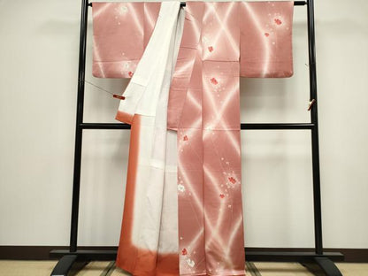 平和屋着物■上質な小紋　舞葉文　暈し染め　正絹　逸品　CABK1107ou