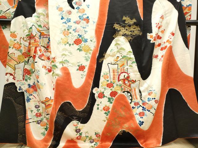 平和屋着物■豪華振袖　駒刺繍　御所車花文　金彩　ますいわ屋扱い　正絹　逸品　CABK1108ou