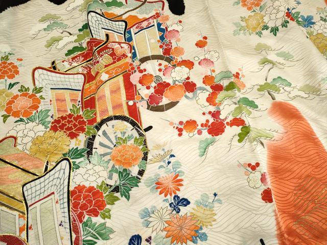 平和屋着物■豪華振袖　駒刺繍　御所車花文　金彩　ますいわ屋扱い　正絹　逸品　CABK1108ou