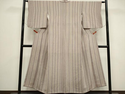 平和屋着物■上質な小紋　縞　鬼しぼ縮緬　正絹　逸品　CABK1110ou