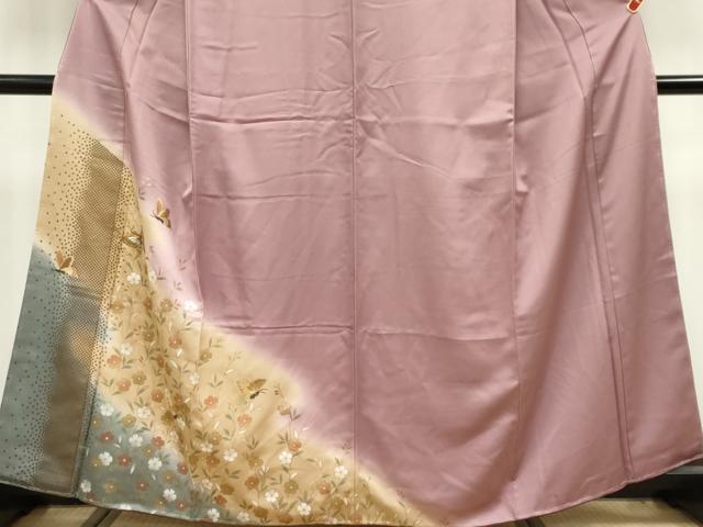 平和屋着物■訪問着　刺繍　舞蝶草花文　正絹　逸品　未使用　CABK1111ou