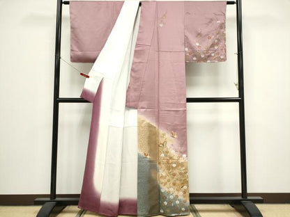 平和屋着物■訪問着　刺繍　舞蝶草花文　正絹　逸品　未使用　CABK1111ou