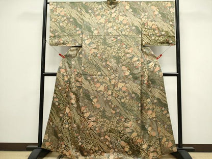 平和屋着物■上質な小紋　辻が花　金彩　正絹　逸品　CABK1112ou