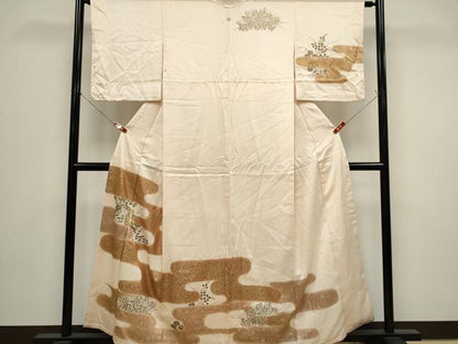平和屋着物■訪問着　刺繍　エ霞草花文　金彩　正絹　逸品　CABK1113ou
