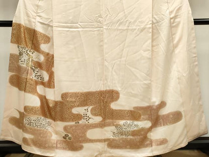 平和屋着物■訪問着　刺繍　エ霞草花文　金彩　正絹　逸品　CABK1113ou