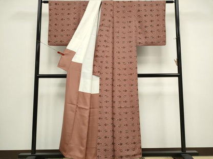 平和屋着物■上質な小紋　型染め　吉祥梅松文　正絹　逸品　CABK1122ou
