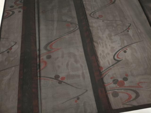 平和屋着物＊夏物　小紋　紗　流水文　黒地　正絹　逸品　CABK1128ou