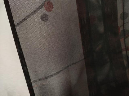 平和屋着物＊夏物　小紋　紗　流水文　黒地　正絹　逸品　CABK1128ou