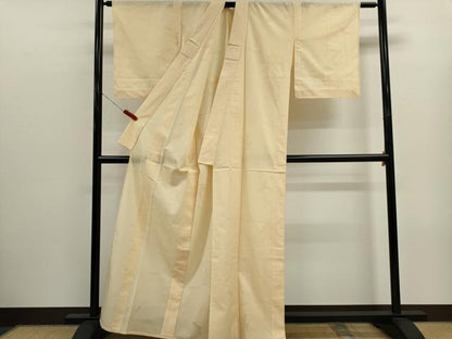 平和屋着物＊夏物　色無地　縦絽　楓紋紗　鳥の子色　正絹　逸品　CABK1131ou