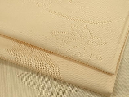 平和屋着物＊夏物　色無地　縦絽　楓紋紗　鳥の子色　正絹　逸品　CABK1131ou