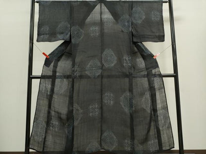 平和屋着物＊夏物　重要無形文化財　本場宮古上布　吉祥花文　苧麻　逸品　CABK1133ou