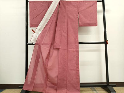 平和屋着物＊夏物　色無地　絽　草花紋紗　長春色　正絹　逸品　CABK1134ou