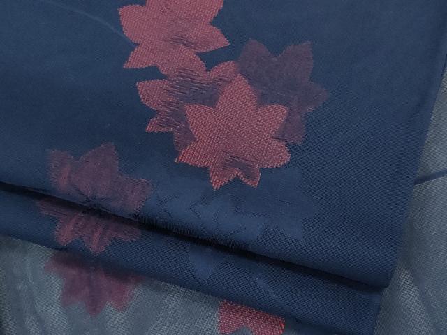 平和屋着物＊夏物　小紋　紗　楓文　正絹　逸品　CABK1135ou