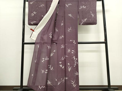 平和屋着物＊夏物　訪問着　絽　ろうけつ染め　草花文　正絹　逸品　CABK1136ou
