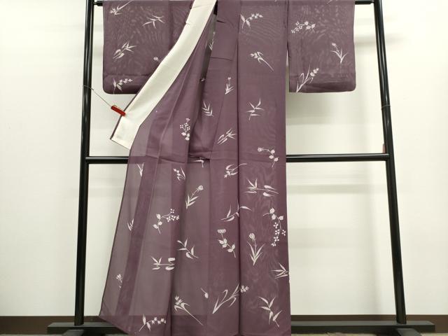 平和屋着物＊夏物　訪問着　絽　ろうけつ染め　草花文　正絹　逸品　CABK1136ou