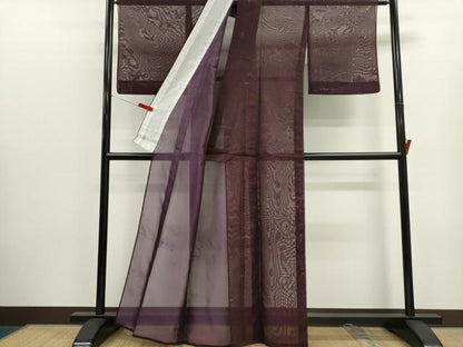 平和屋着物＊夏物　小紋　紗　草木文　正絹　逸品　CABK1139ou