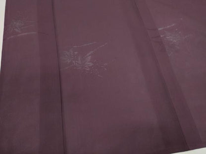 平和屋着物＊夏物　色無地　縦絽　楓紋紗　葡萄色　正絹　逸品　CABK1141ou