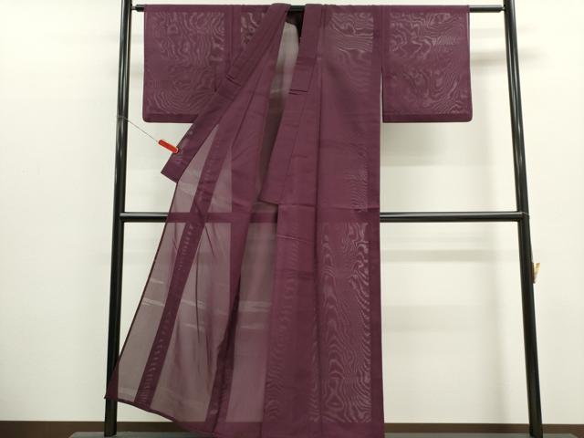 平和屋着物＊夏物　紗紬　色無地　霞紋紗　暗紅色　正絹　逸品　CABK1144ou