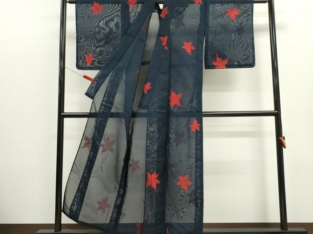 平和屋着物＊夏物　小紋　紗　舞葉文　正絹　逸品　未使用　CABK1145ou