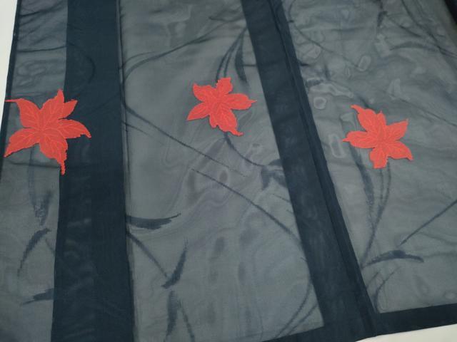 平和屋着物＊夏物　小紋　紗　舞葉文　正絹　逸品　未使用　CABK1145ou