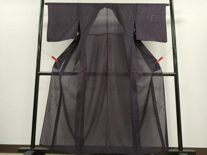 平和屋着物＊夏物　色無地　絽　流水紋紗　桑の実色　正絹　逸品　CABK1150ou