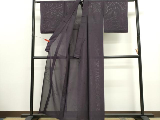 平和屋着物＊夏物　色無地　絽　流水紋紗　桑の実色　正絹　逸品　CABK1150ou