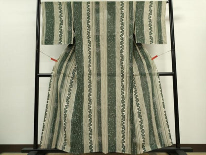 平和屋着物＊夏物　小紋　絽　草花間道　正絹　逸品　CABK1156ou