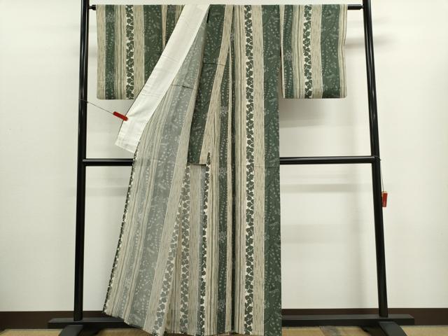平和屋着物＊夏物　小紋　絽　草花間道　正絹　逸品　CABK1156ou