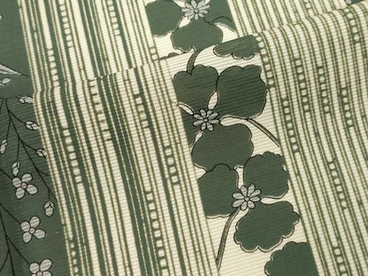 平和屋着物＊夏物　小紋　絽　草花間道　正絹　逸品　CABK1156ou