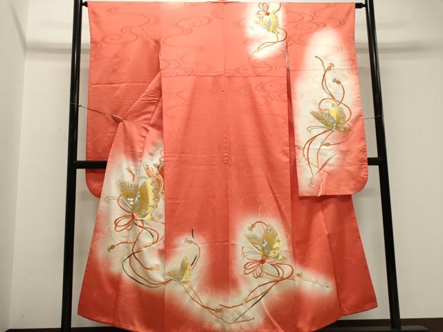 平和屋着物■豪華振袖　駒刺繍　結び紐舞蝶文　暈し染め　正絹　逸品　CABK1159ou