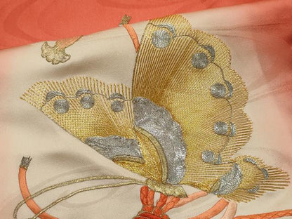 平和屋着物■豪華振袖　駒刺繍　結び紐舞蝶文　暈し染め　正絹　逸品　CABK1159ou