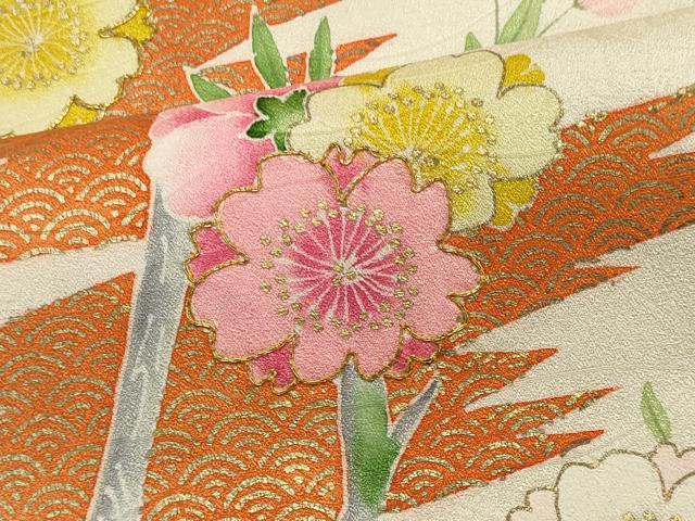 平和屋着物■訪問着　駒刺繍　枝花文　金彩　正絹　逸品　CABK1160ou