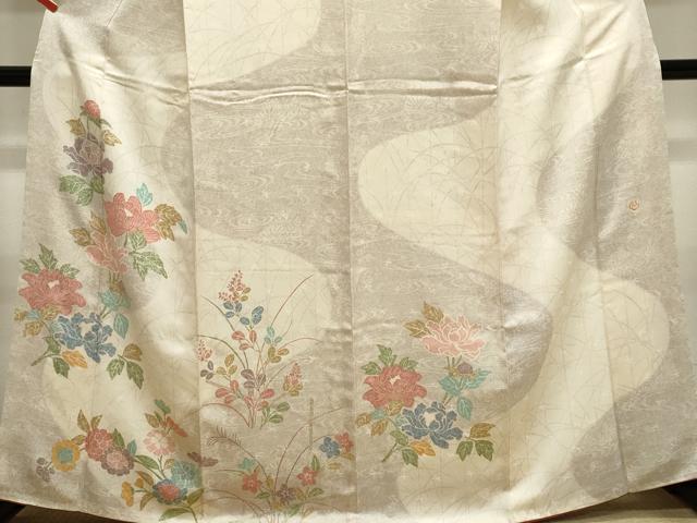 平和屋着物■訪問着　作家物　流水草花文　正絹　逸品　CABK1162ou