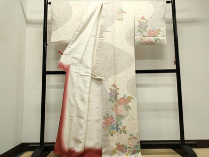 平和屋着物■訪問着　作家物　流水草花文　正絹　逸品　CABK1162ou