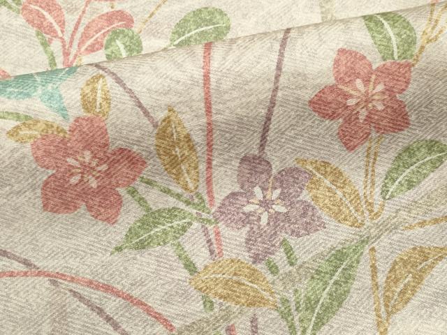 平和屋着物■訪問着　作家物　流水草花文　正絹　逸品　CABK1162ou