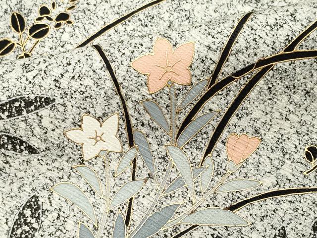 平和屋着物■訪問着　訪問着　草花文　金彩　正絹　逸品　CABK1163ou