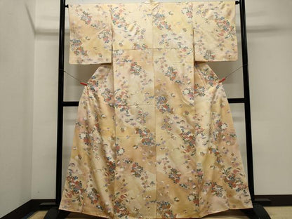 平和屋着物■上質な小紋　鴛鴦吉祥草花文　暈し染め　金銀彩　正絹　逸品　CABK1166ou