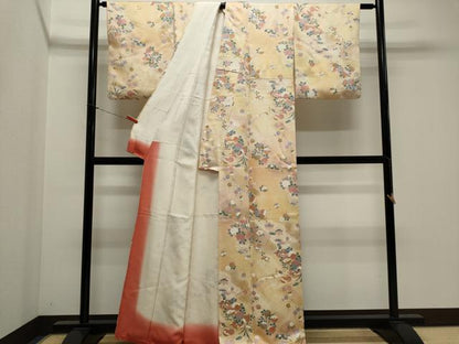 平和屋着物■上質な小紋　鴛鴦吉祥草花文　暈し染め　金銀彩　正絹　逸品　CABK1166ou
