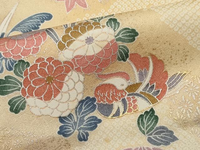 平和屋着物■上質な小紋　鴛鴦吉祥草花文　暈し染め　金銀彩　正絹　逸品　CABK1166ou