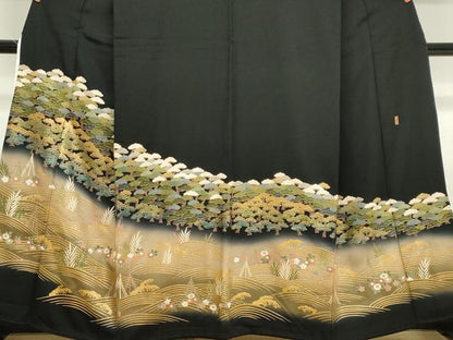 平和屋着物■豪華黒留袖　作家物　立波枝松文　暈し染め　金銀彩　大丸扱い　正絹　逸品　CABK1167ou