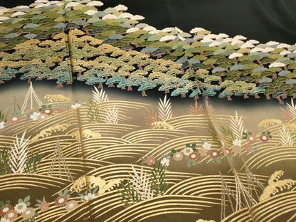 平和屋着物■豪華黒留袖　作家物　立波枝松文　暈し染め　金銀彩　大丸扱い　正絹　逸品　CABK1167ou