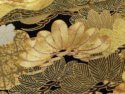 平和屋着物■豪華黒留袖　駒刺繍　枝桜松文　金彩　正絹　逸品　CABK1169ou