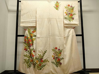 平和屋着物■訪問着　草花文　金彩　正絹　逸品　CABK1171ou