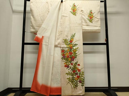 平和屋着物■訪問着　草花文　金彩　正絹　逸品　CABK1171ou
