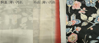 平和屋着物■上質な小紋　流水飛蝶花文　黒地　正絹　逸品　CABK1172ou