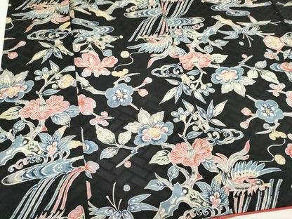 平和屋着物■上質な小紋　流水飛蝶花文　黒地　正絹　逸品　CABK1172ou